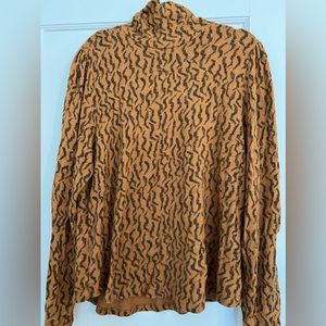 Orange and black design turtleneck shirt animal print stripes anthropology 1X